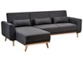 Miniatyrbillede 5 af 11: Sovesofa med Chaiselong Sort Polyester 3 Personers Sofa L Formet Hjørnesofa Dyb Sofaseng Blød Stofsofa Design Hjørnesovesofa Højrevendt