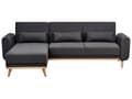 Miniatyrbillede 1 af 11: Sovesofa med Chaiselong Sort Polyester 3 Personers Sofa L Formet Hjørnesofa Dyb Sofaseng Blød Stofsofa Design Hjørnesovesofa Højrevendt