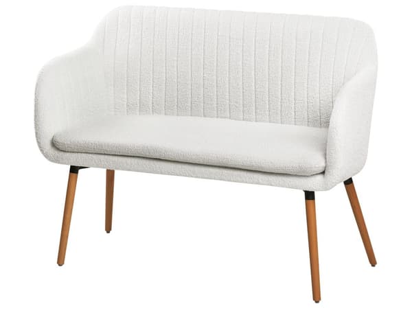 Sofabænk Off White Boucle 2 Personers Køkkensofa Sofa Blød Design Højrygget
