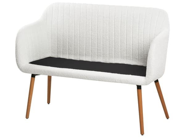 Sofabænk Off White Boucle 2 Personers Køkkensofa Sofa Blød Design Højrygget