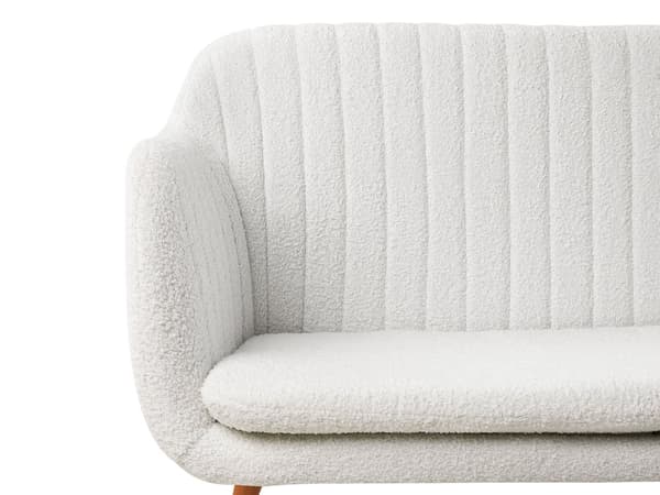Sofabænk Off White Boucle 2 Personers Køkkensofa Sofa Blød Design Højrygget