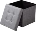 Pikkukuva 4 / 8: Rootzin kokoontaittuva säilytysjakkara - Ottomaanien penkki - Tilaa säästävä istuin - MDF (E1) - 37,5 cm x 38 cm x 37,5 cm - Hengittävä pellavapäällin