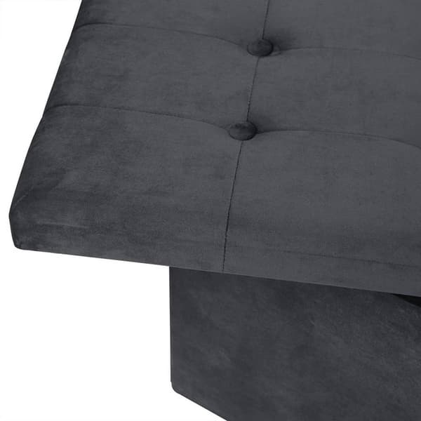 Rootz hopfällbar förvaringslåda - ottomansk bänk - sammetsklädsel - 80L kapacitet - 76 cm x 38 cm x 37,5 cm - Max belastning 300 kg