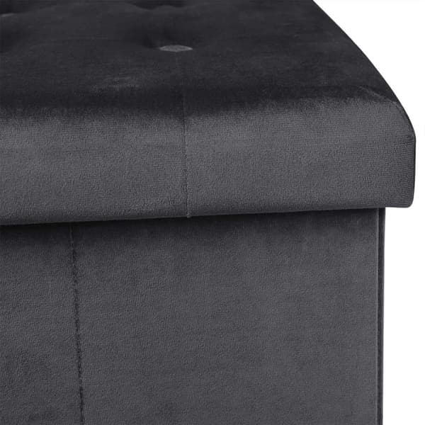 Rootz hopfällbar förvaringslåda - ottomansk bänk - sammetsklädsel - 80L kapacitet - 76 cm x 38 cm x 37,5 cm - Max belastning 300 kg