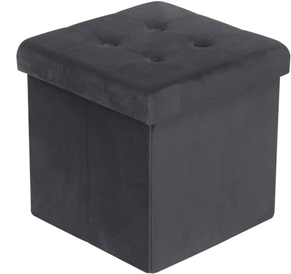 Rootzin kokoontaitettava säilytysjakkara - Ottomaanien penkki - Laatikkoistuin - Velvet-tyyny - Kenkäkaappi - 37,5 cm x 38 cm x 37,5 cm