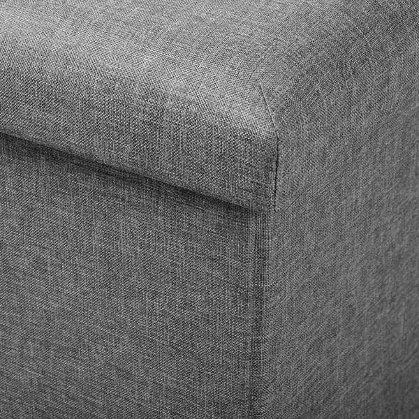 Rootz foldbar opbevaringsskammel med låg - linned Ottoman - Stor kapacitet - Pladsbesparende - Komfortabelt sæde - 76 cm x 38 cm x 37,5 cm