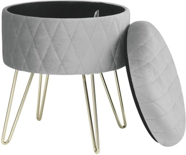Rootz Velvet Makeup Taburet - Opbevaring Ottoman - Polstret Vanity Seat - Nem montering - 31,5 cm x 31,5 cm x 36 cm