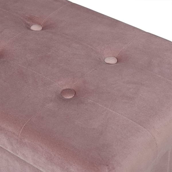 Rootz Velvet Opbevaringsskammel - Sammenfoldelig osmannisk - Stor kapacitet - Elegant design - 76 cm x 38 cm x 37,5 cm