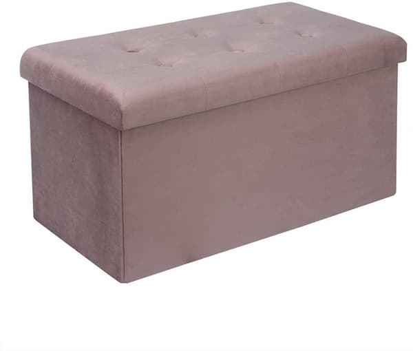Rootz Velvet Opbevaringsskammel - Sammenfoldelig osmannisk - Stor kapacitet - Elegant design - 76 cm x 38 cm x 37,5 cm