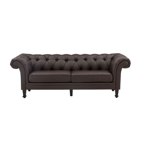 Ätran soffa 3-sits PU konstläder brun.