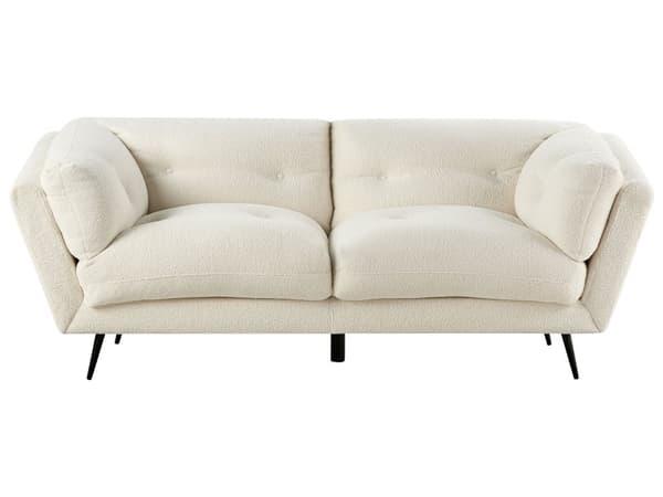 Sofa Hvit Boucle Metallben 210 x 90 cm med Puter Retro