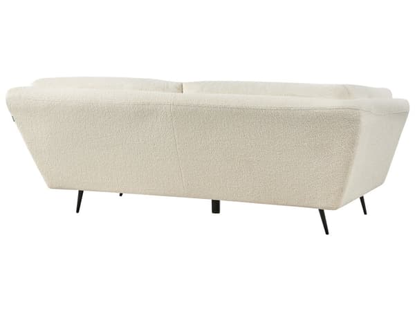 Sofa Hvit Boucle Metallben 210 x 90 cm med Puter Retro