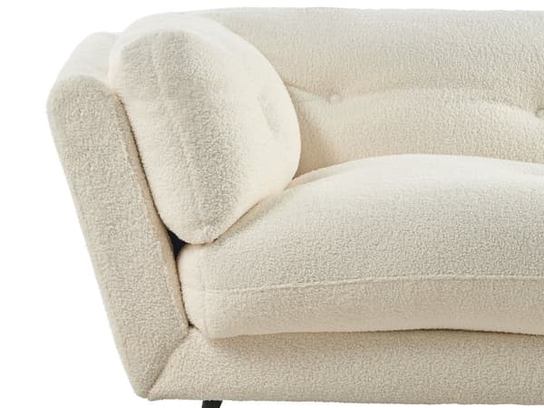 Sofa Hvit Boucle Metallben 210 x 90 cm med Puter Retro