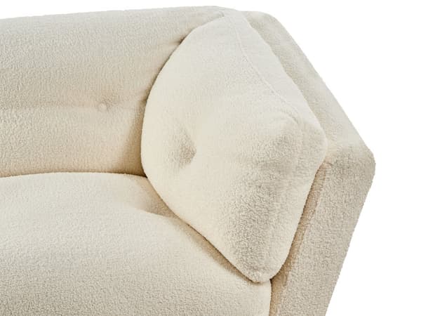 Sofa Hvit Boucle Metallben 210 x 90 cm med Puter Retro