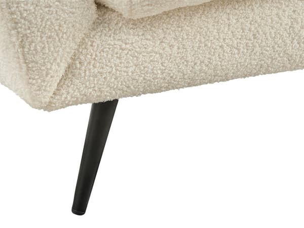 Sofa Hvit Boucle Metallben 210 x 90 cm med Puter Retro