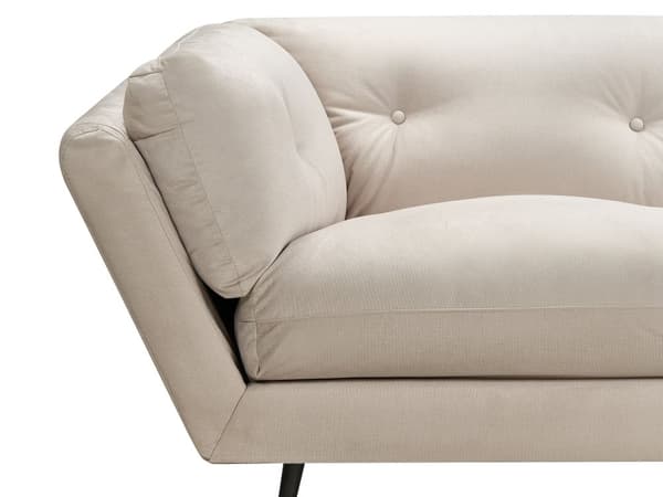 Sofa Beige Fløyel Metallben 210 x 90 cm med Puter Retro
