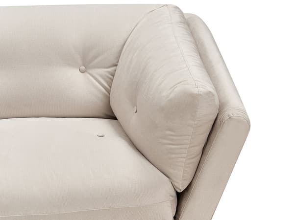 Sofa Beige Fløyel Metallben 210 x 90 cm med Puter Retro