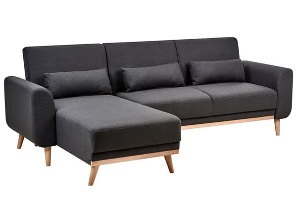 Hjørnesofa Svart Polstring Polyester Stoff Lette Treben Puter Moderne Design