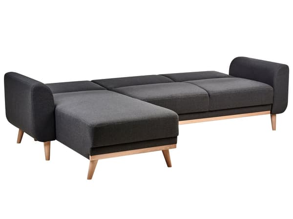 Hjørnesofa Svart Polstring Polyester Stoff Lette Treben Puter Moderne Design