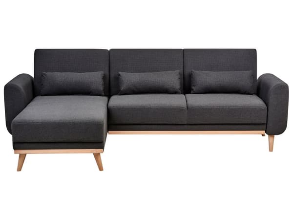 Hjørnesofa Svart Polstring Polyester Stoff Lette Treben Puter Moderne Design