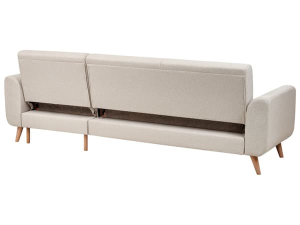 Hjørnesofa Lys Beige Polstring Polyester Stoff Lette Treben Puter Moderne Design