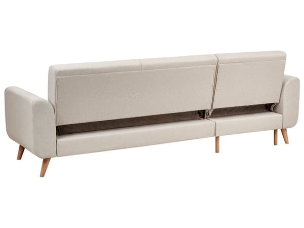 Hjørnesofa Lys Beige Polstring Polyester Stoff Lette Treben Puter Moderne Design