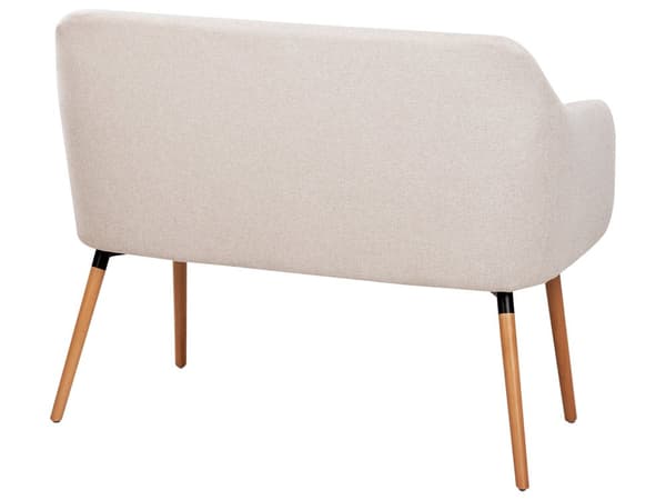 Köksoffa Ljusbeige Tygklädsel 2-sits Metallram Ben Ljust Trä Bänk