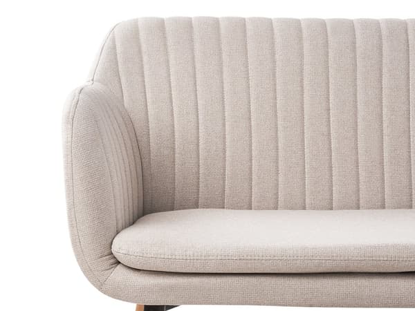 Köksoffa Ljusbeige Tygklädsel 2-sits Metallram Ben Ljust Trä Bänk