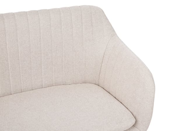 Köksoffa Ljusbeige Tygklädsel 2-sits Metallram Ben Ljust Trä Bänk