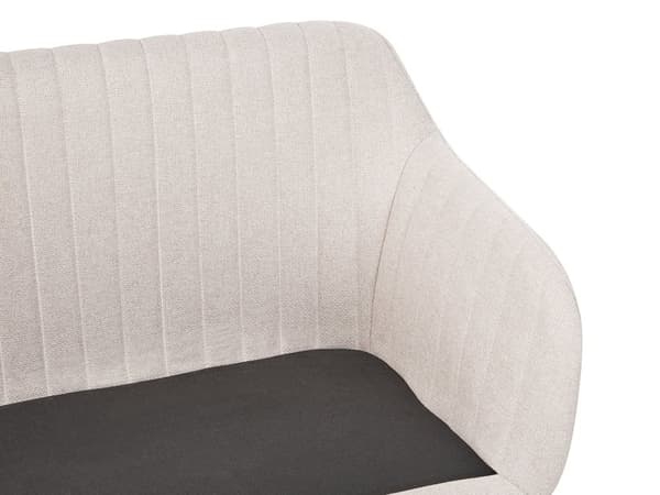Köksoffa Ljusbeige Tygklädsel 2-sits Metallram Ben Ljust Trä Bänk