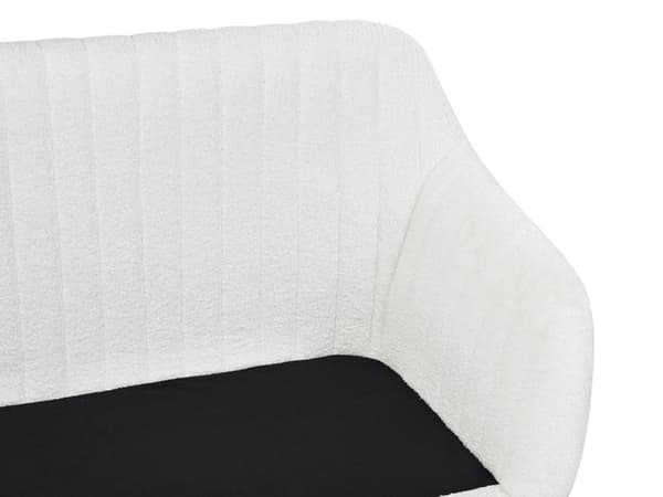 Köksoffa Off-White Boucléklädsel 2-sits Metallram Ben Ljust Trä Bänk