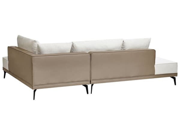 Hörnsoffa Vänster Off-White Taupe Polyester Konstläder Stålben Dynor Vardagsrum