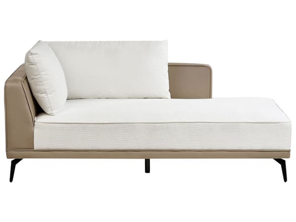 Hörnsoffa Vänster Off-White Taupe Polyester Konstläder Stålben Dynor Vardagsrum