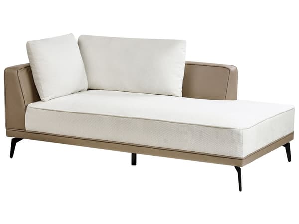 Hörnsoffa Vänster Off-White Taupe Polyester Konstläder Stålben Dynor Vardagsrum