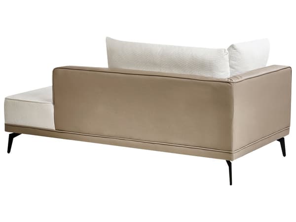 Hörnsoffa Vänster Off-White Taupe Polyester Konstläder Stålben Dynor Vardagsrum