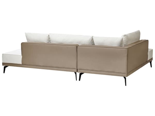 Hjørnesofa venstre brudt hvid beige grå polyester øko læder stålben hynder stue opholdsrum