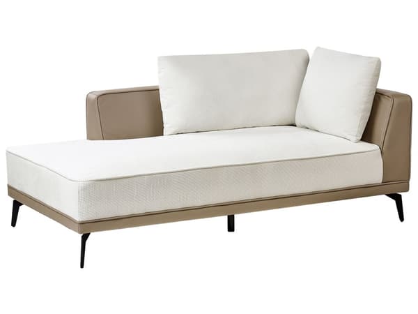 Hjørnesofa venstre brudt hvid beige grå polyester øko læder stålben hynder stue opholdsrum