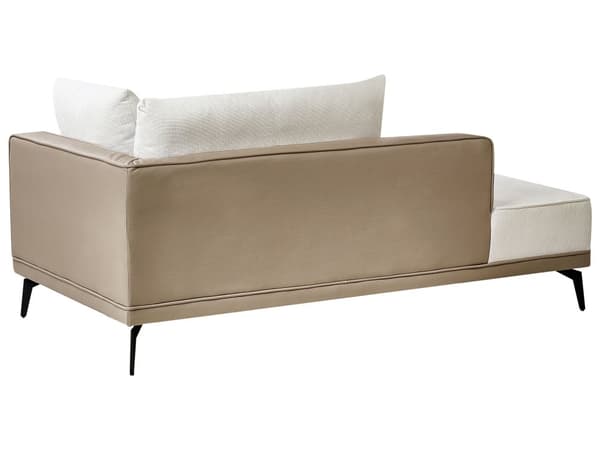 Hjørnesofa venstre brudt hvid beige grå polyester øko læder stålben hynder stue opholdsrum