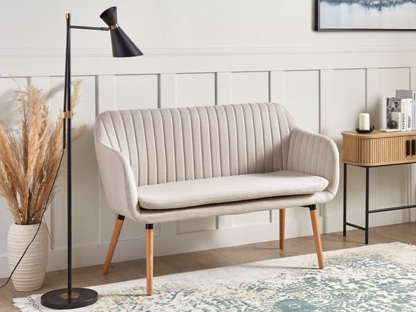Spisesofa Lys beige Stoff 2-seter Metallramme Ben i lyst tre Moderne stil Sofabenk