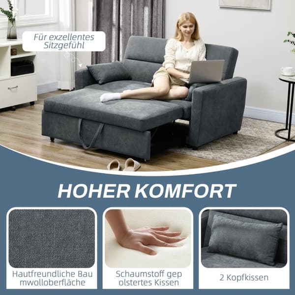 Rootz 2-i-1 bäddsoffa - Soffa - Gästsäng - Ergonomisk design - 3 justerbara ryggstöd - Klädsel av hög kvalitet - 155 cm x 90 cm x 88,5 cm