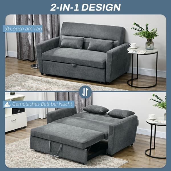 Rootz 2-i-1 bäddsoffa - Soffa - Gästsäng - Ergonomisk design - 3 justerbara ryggstöd - Klädsel av hög kvalitet - 155 cm x 90 cm x 88,5 cm