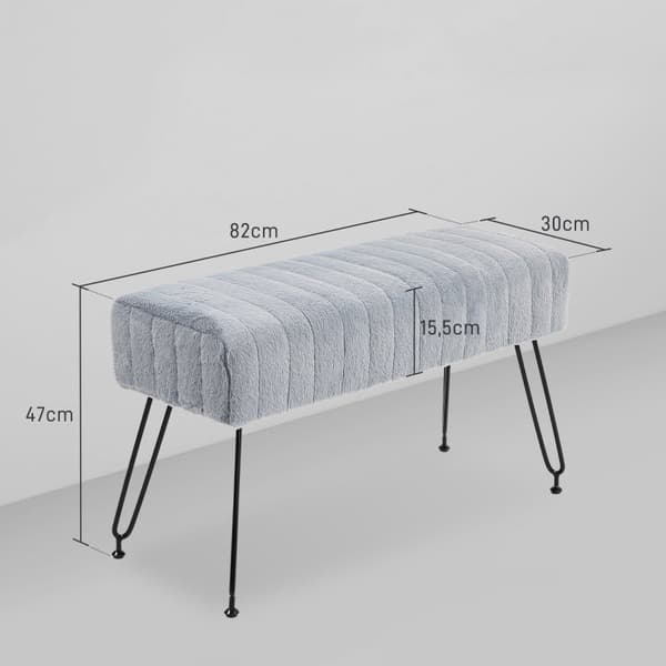 Rootz tekoturkista pehmustettu penkki - pehmustettu istuin - eteisen penkki - harmaa - eukalyptuspuu - metallijalat - 82cm x 30cm x 47cm