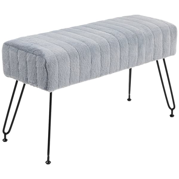 Rootz tekoturkista pehmustettu penkki - pehmustettu istuin - eteisen penkki - harmaa - eukalyptuspuu - metallijalat - 82cm x 30cm x 47cm