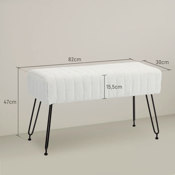 Rootz polstret bænk i imiteret pels - Gangbænk - Sengebænk - Elegant design - 82 cm x 30 cm x 47 cm