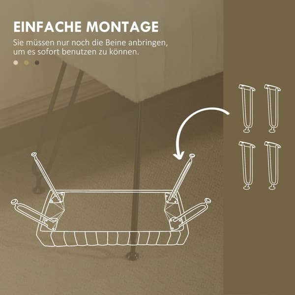 Rootz polstret bænk i imiteret pels - Gangbænk - Sengebænk - Elegant design - 82 cm x 30 cm x 47 cm