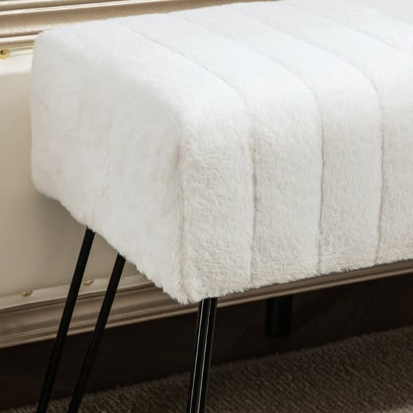 Rootz polstret bænk i imiteret pels - Gangbænk - Sengebænk - Elegant design - 82 cm x 30 cm x 47 cm