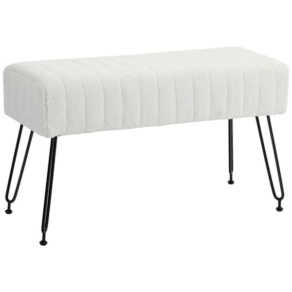 Rootz polstret bænk i imiteret pels - Gangbænk - Sengebænk - Elegant design - 82 cm x 30 cm x 47 cm