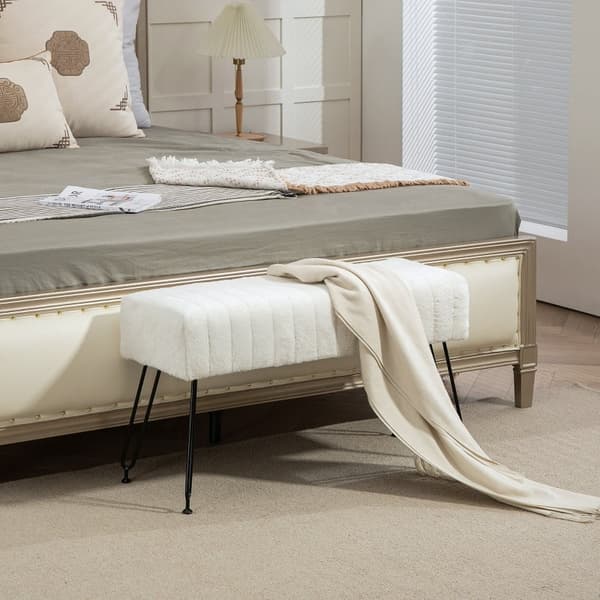 Rootz polstret bænk i imiteret pels - Gangbænk - Sengebænk - Elegant design - 82 cm x 30 cm x 47 cm