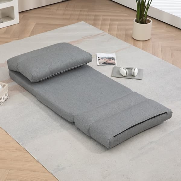 Rootz Floor Chair - Hvileseng Seng - Justerbart ryglæn - Stofbetræk - 70cm x 41cm x 56cm - Grå - Imiteret linned - Metalramme