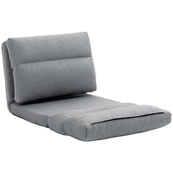 Rootz Floor Chair - Hvileseng Seng - Justerbart ryglæn - Stofbetræk - 70cm x 41cm x 56cm - Grå - Imiteret linned - Metalramme